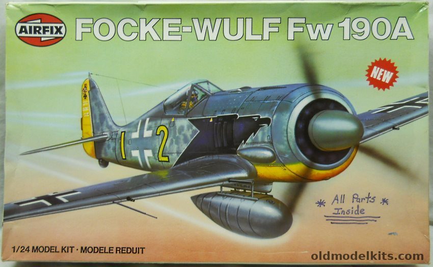 Airfix 1/24 Focke-Wulf FW-190A - Josef Wurmheller Staffel Kapitan of 9/JG2 (102 kills) / Gruppen Kommandeur Walter Nowotny of 1/JG54 Grun Herz / F-2 Fighter Bomber Eastern Front Ground Support, 16001-8 plastic model kit